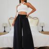 Tie Paperbag WaistBlack Dress Pants