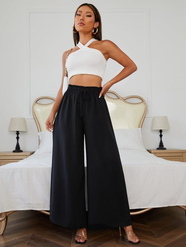 Tie Paperbag WaistBlack Dress Pants