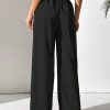 High Waist Pleated Details Elastic Waist Slant Pockets Versatile Wide Leg Pants.