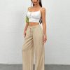 Women's White Woven Wide Leg Pants