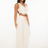 Button Front Vest Jacket & Wide Leg Pants