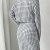 Women Black & White Plaid Black Gold Button Short Jacket & Cami Midi Dress Set