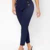 High Waist Double Button Skinny Cropped Pants