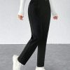 Solid Plicated Detail Black Pants