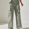 Solid Flap Pocket Cargo Pants