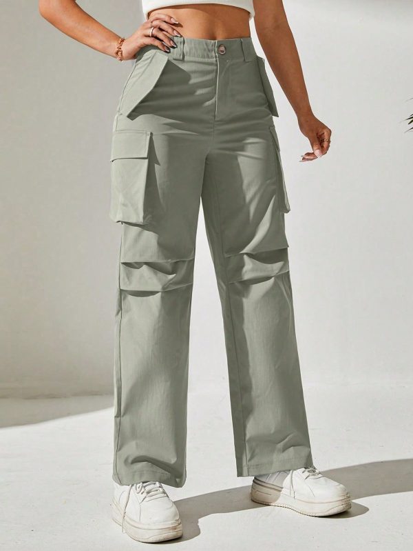 Solid Flap Pocket Cargo Pants