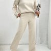 Solid Color Long-Sleeved Sweater And Knitted Trousers Two-Piece Set