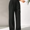High Waist Pleated Details Elastic Waist Slant Pockets Versatile Wide Leg Pants.