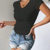 Women's Casual Top With V-Neckline And Cinched Waist