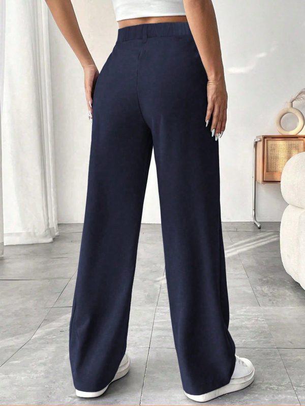 Women's Solid Color Pocket Elegant Straight Leg Office Pants