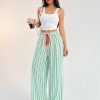 Casual Woven Striped Mid-Rise Loose Wide-Leg Women's Trousers