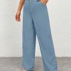 Women's Solid Color Button Zipper Straight Leg Casual Pants
