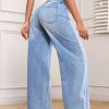 Women Casual Pockets Wide-Leg Loose Fit Denim Jeans