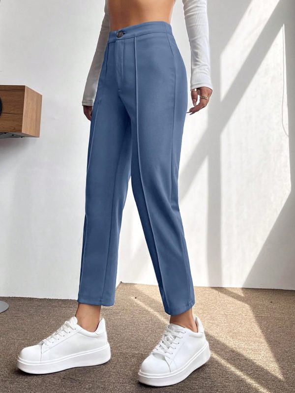 Solid Seam Detail Cropped Pants