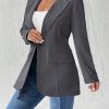 Women's French Collar Long Sleeve Solid Color Blazer Jacket For Autumn