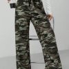 Camouflage Pattern Wide Leg Women's Trousers And Sweatpants