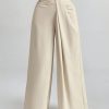 Women Ruched Simple Loose Wide Leg Solid Pants