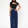 Solid Color Women's Button Design Long Pants