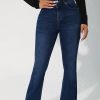 Denim Flare Pants With Front Button Closure
