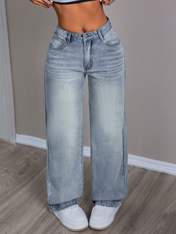 Women Fashionable Minimalist Loose Fit Casual Daily Denim Jeans