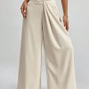Women Ruched Simple Loose Wide Leg Solid Pants