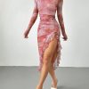 Women's Party Wear Party Wear Irregular Hem Slit Lotus Leaf Dress