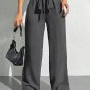 Solid Color Tie Waist Wide Leg Pants