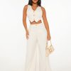 Button Front Vest Jacket & Wide Leg Pants