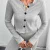 Casual Solid Color Front Button Shirt And Pants With Strap 2 Piece Set, Autumn