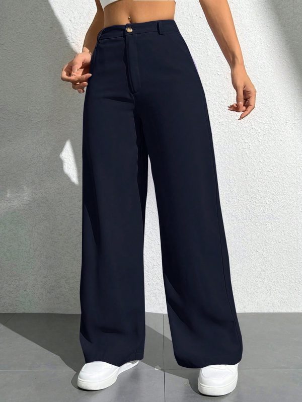 Women Casual Solid Color Wide Leg Pants