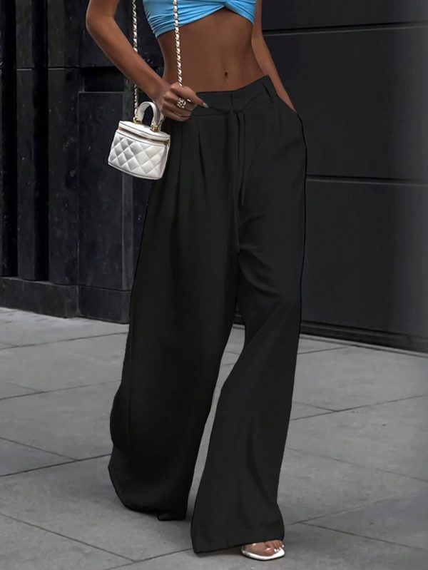 Women's Solid Color Front Tie Pocket Simple Casual Pants
