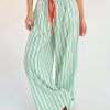 Casual Woven Striped Mid-Rise Loose Wide-Leg Women's Trousers