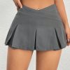Women'S Solid Color V-Shaped Waistband Pleated Mini Skirt