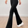 Solid Elastic Waist Flare Leg Leggings
