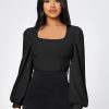 Square Neck Lantern Sleeve Tee