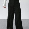 Black Corduroy Women's Wide Leg Trousers