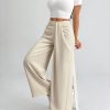 Women Ruched Simple Loose Wide Leg Solid Pants
