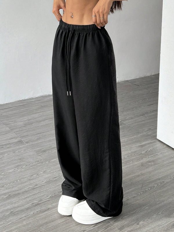 Women's Solid Color Simple Daily Textured Fabric Pants , Baggy Pants