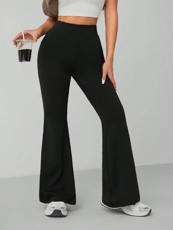 Solid Skinny Flare Leg Pants