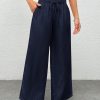 Women's Solid Color Simple Daily Woven Wide Leg Pants