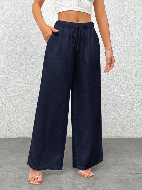 Women's Solid Color Simple Daily Woven Wide Leg Pants