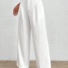 Women's Solid Color Pleated LooseWhite Pants