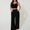 Women's Notch Neck Cropped Vest And Wide Leg Pants 2pcs/Set For Summer
