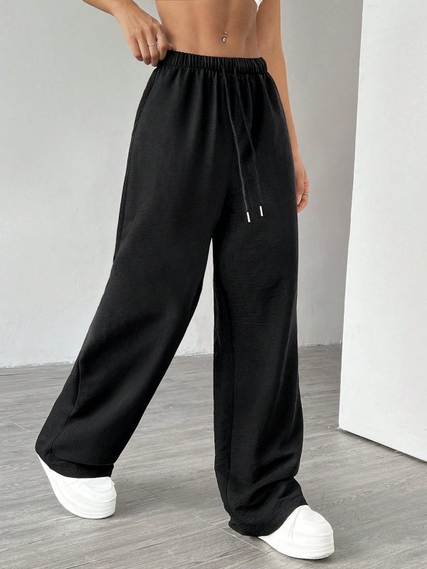 Women's Solid Color Simple Daily Textured Fabric Pants , Baggy Pants