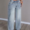 Women Fashionable Minimalist Loose Fit Casual Daily Denim Jeans