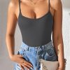 Women's Solid Color Casual Strap Bodysuit, Summer