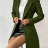 Women's Solid Color Front Button Long Sleeve Flat Collar Minimalist Jacket, Casual For Daily Wear