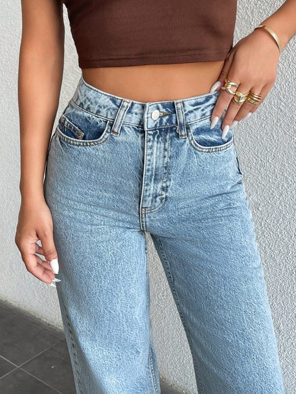 '- WIDE LEG HIGH WAISTLIGHT WASH