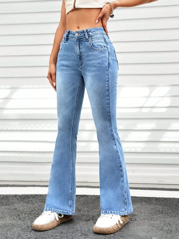 Slant Pocket Flare Leg Jeans