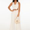 Button Front Vest Jacket & Wide Leg Pants